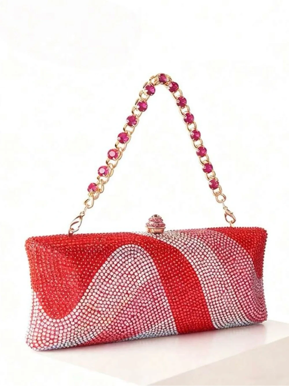 Red Crystal Evening Clutch Handbag